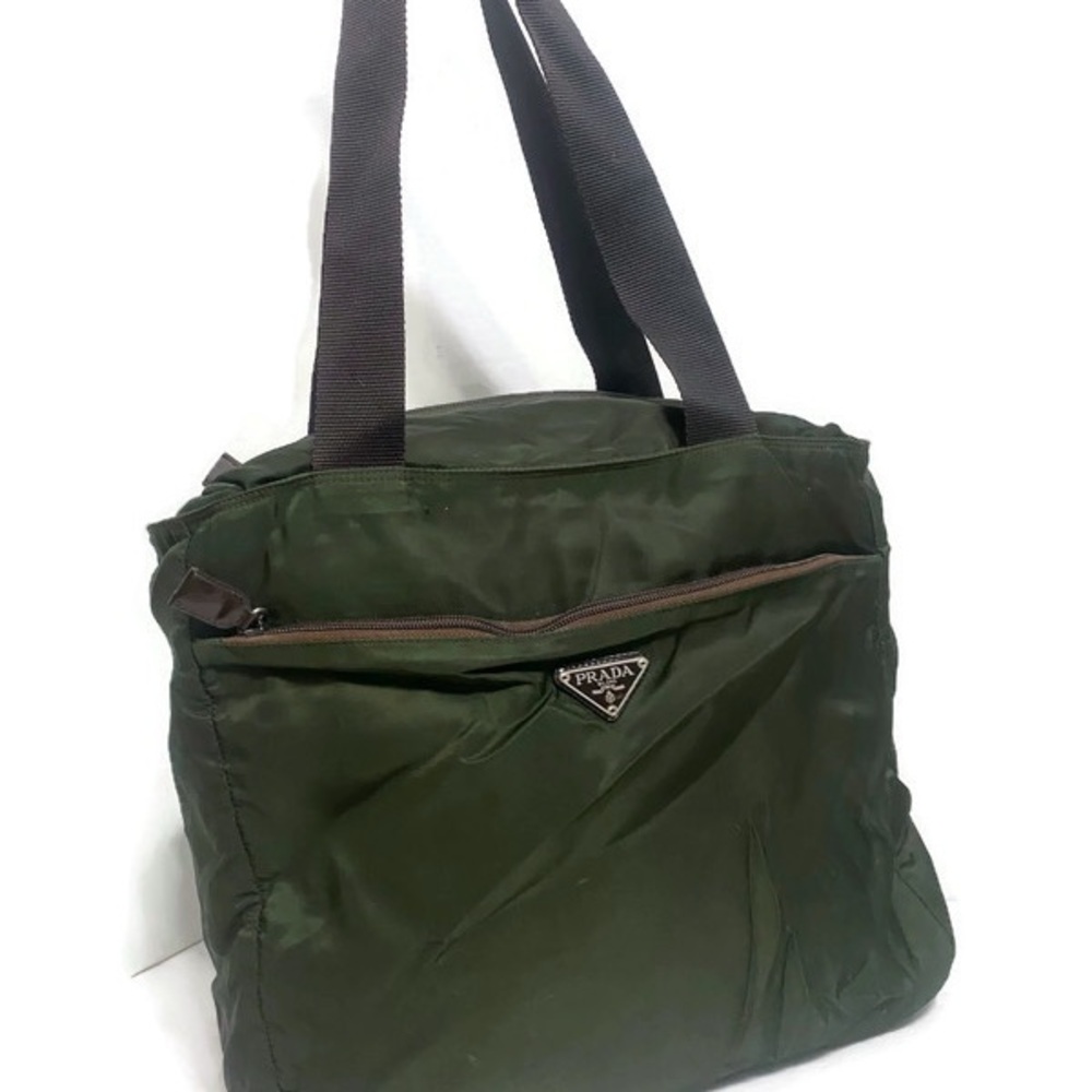 Prada Olive Nylon Shoulder Bag